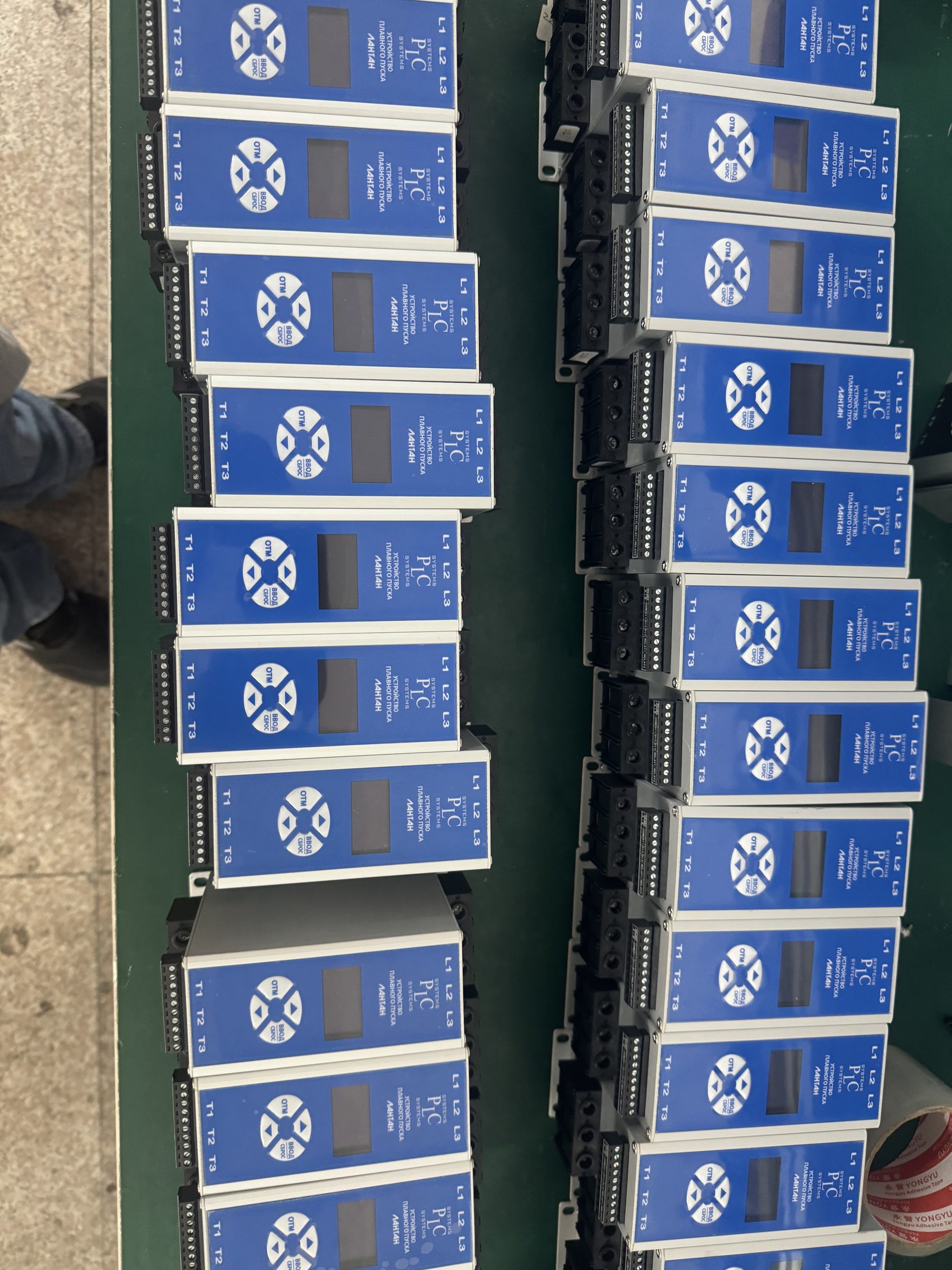 Array of ShunCtrl soft starters awaiting packaging